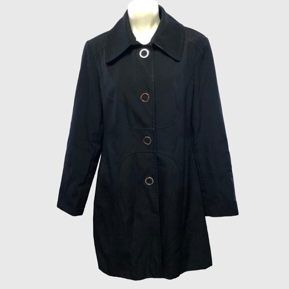 𝅺anne Klein Black Water Resistant Jacket Coat Large - Picture 1 of 16